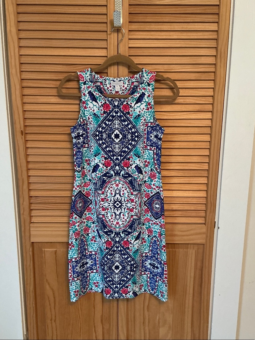 Charter Club Sleeveless Midi Dress - Teal, Navy & Pink